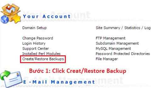 Backup data trong DirectAdmin (Quá trình sao lưu dữ liệu)