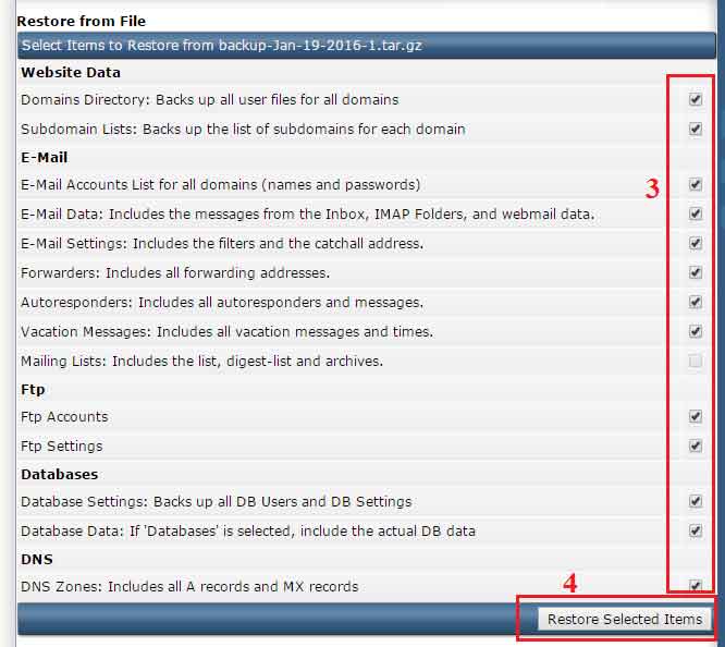 Hướng dẫn Restore cả tài khoản Hosting. Restore hosting, Restore dữ liệu, khôi phục dữ liệu, Create Restore Backup, Restore from File