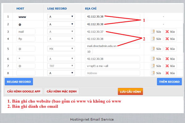 Su dung email hosting directadmin 6 ban ghi ten mien