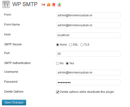 Sử dụng mail hosting WP SMTP