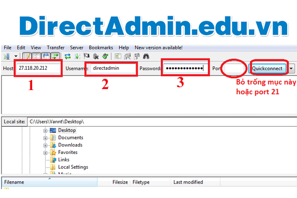 Hướng dẫn đăng nhập Filezilla