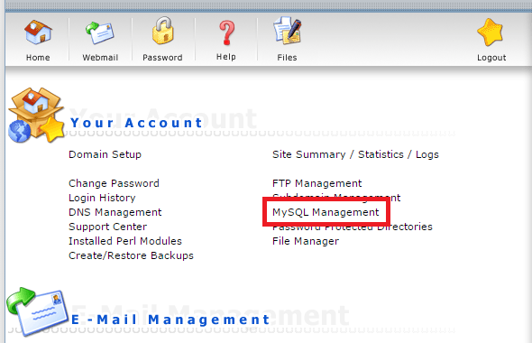 Hướng dẫn sao lưu (backup) database trên Hosting sử dụng controlpanel DirectAdmin 2 Click MySQL Management
