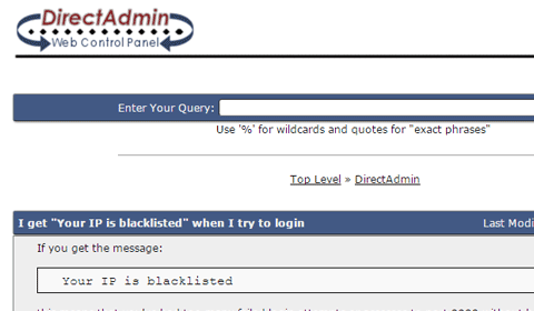 Khắc phục lỗi khi đăng nhập DirectAdmin - Your IP is blacklisted 2 Your IP is blacklisted DirectAdmin