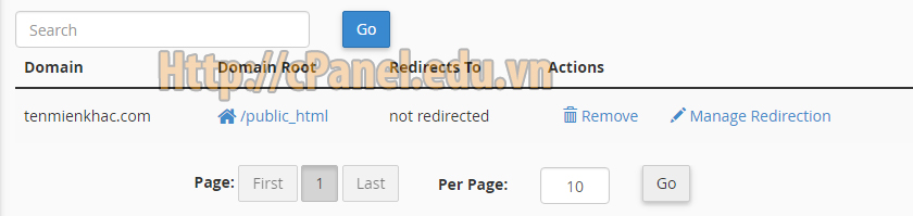 Tìm kiếm Domain Alias trong host cPanel