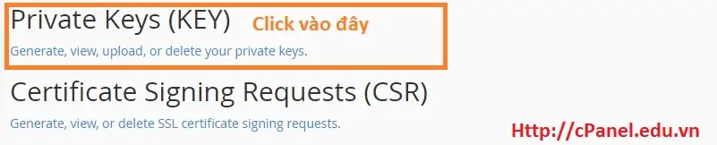 Truy cập Private Keys trong TTL/TLS - cPanel