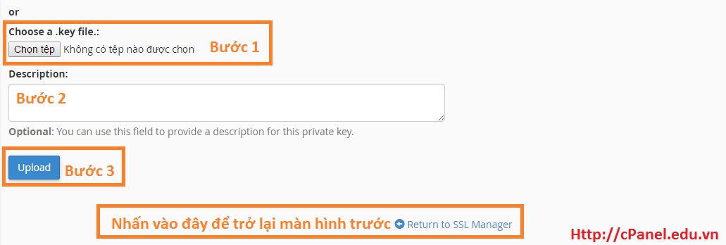 Upload key trong SSL/STL - cPanel