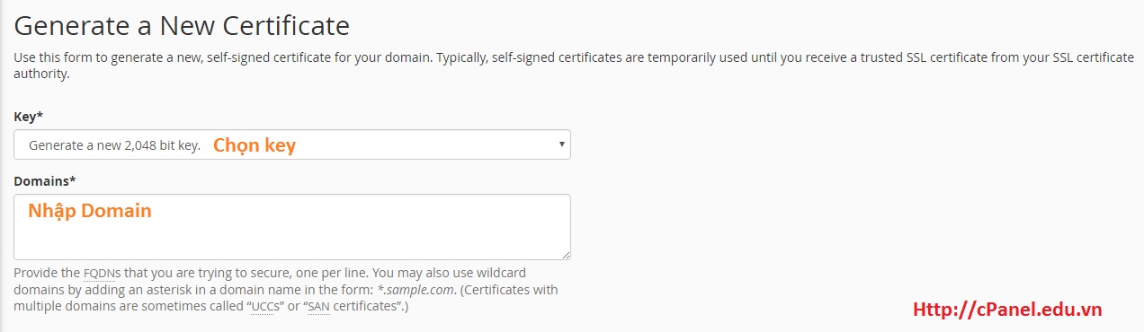 Sinh mã CRT trong SSL/TLS - cPanel