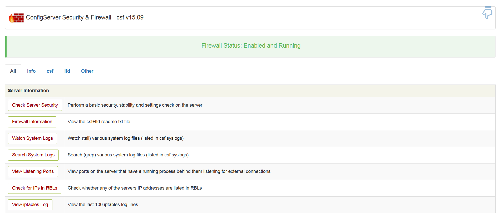ConfigServer Security & Firewall - csf 