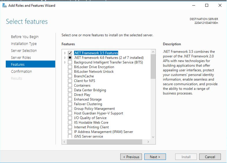 Hướng dẫn cài đặt .NET Framework 3.5 trên Windows Server 5 NET Framework 3.5 Features