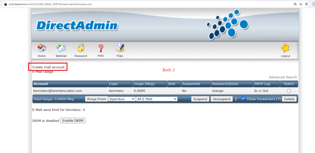 Create mail account 1