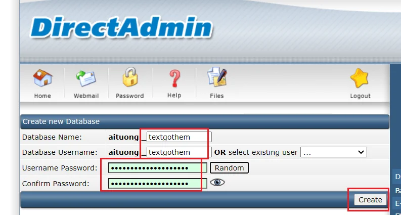 Create new Database