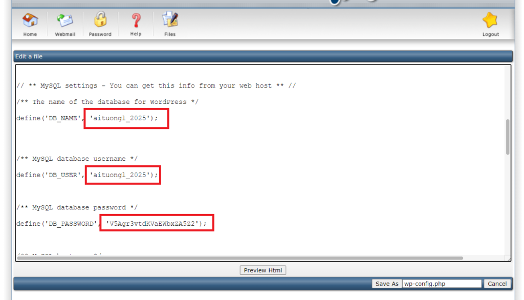 wp config