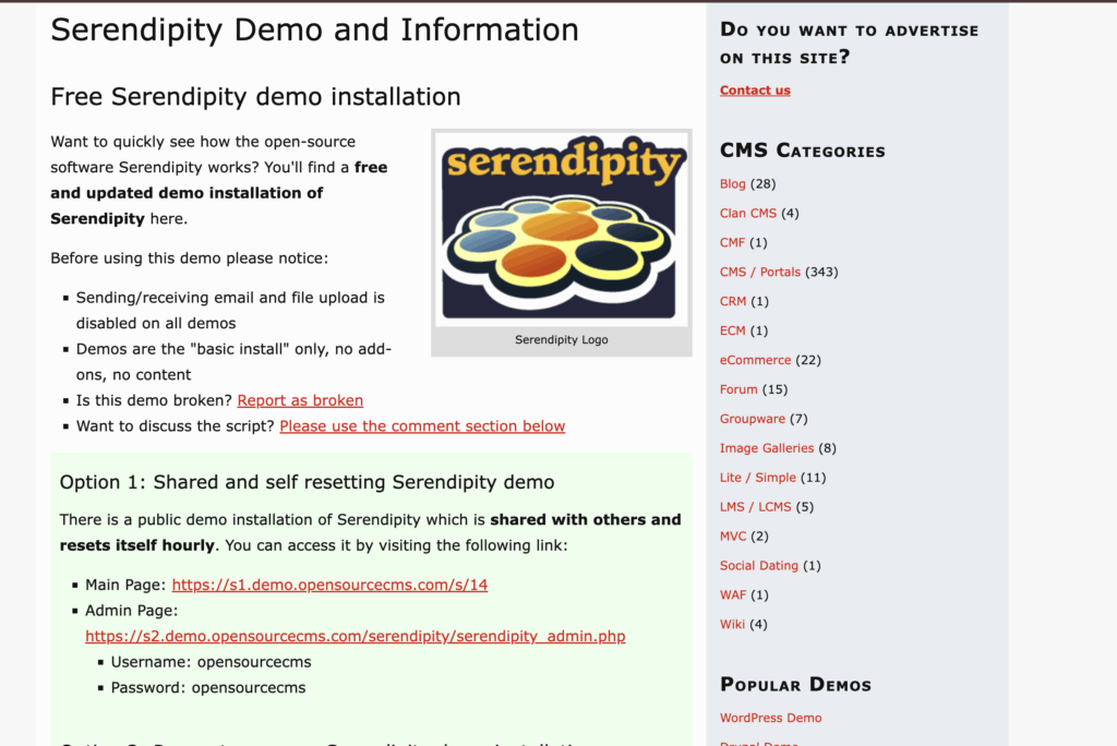 Khám phá cách cài đặt bản demo Serendipity miễn phí cho người mới