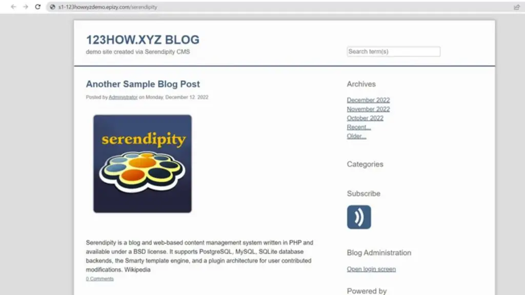 Cách cài đặt Serendipity CMS trong dịch vụ lưu trữ web