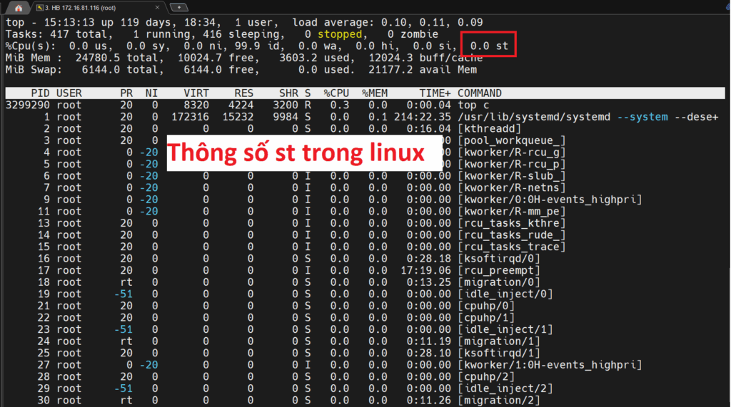 Hiểu về thông số "st" trên Linux và cách phát hiện Server bị "nhồi" quá nhiều VPS 3 Thông số st trong linux