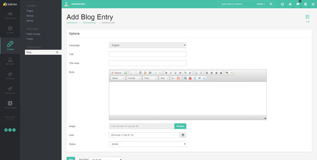 subrion nen tang cms mo rong de phat trien website chuyen nghiep