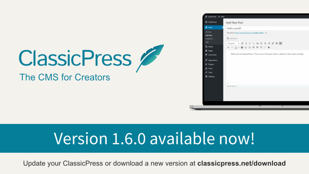 ClassicPress là nền tảng CMS tập trung vào tốc độ và tính ổn định kế thừa từ WordPress 14 classicpress la nen tang cms tap trung vao toc do va tinh on dinh ke thua tu wordpress