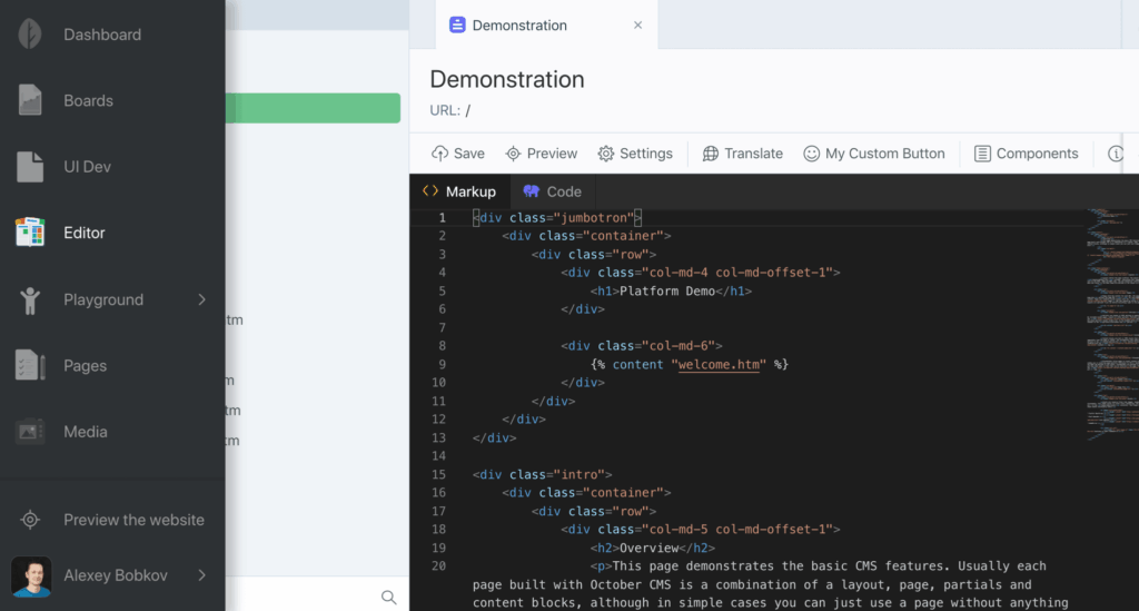 octobercms la nen tang cms hien dai dua tren framework laravel 1