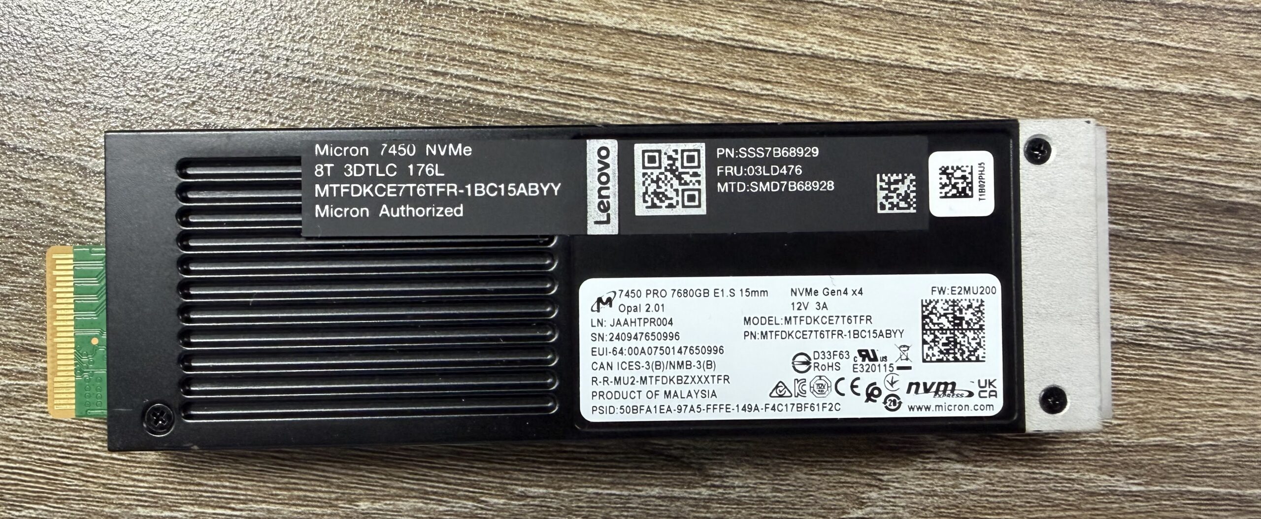 MICRON 08G76D 7450 PRO 7.68TB NVME E1.S